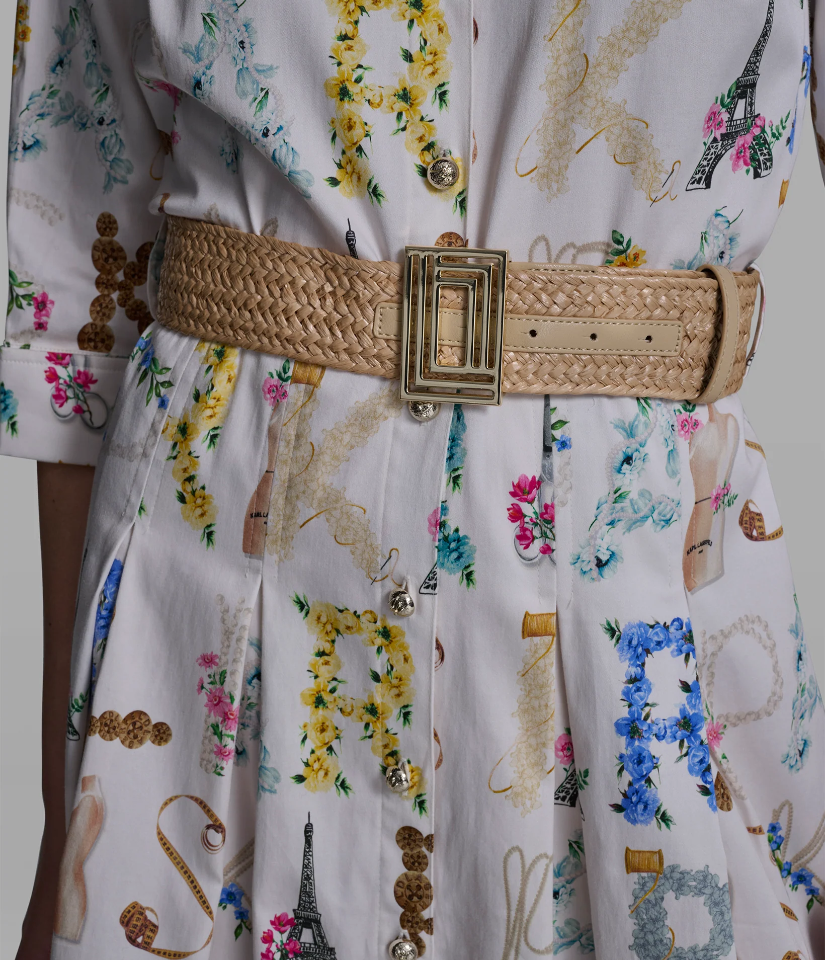 PRINTED MIDI SHIRT DRESS WITH BELT - Image 5