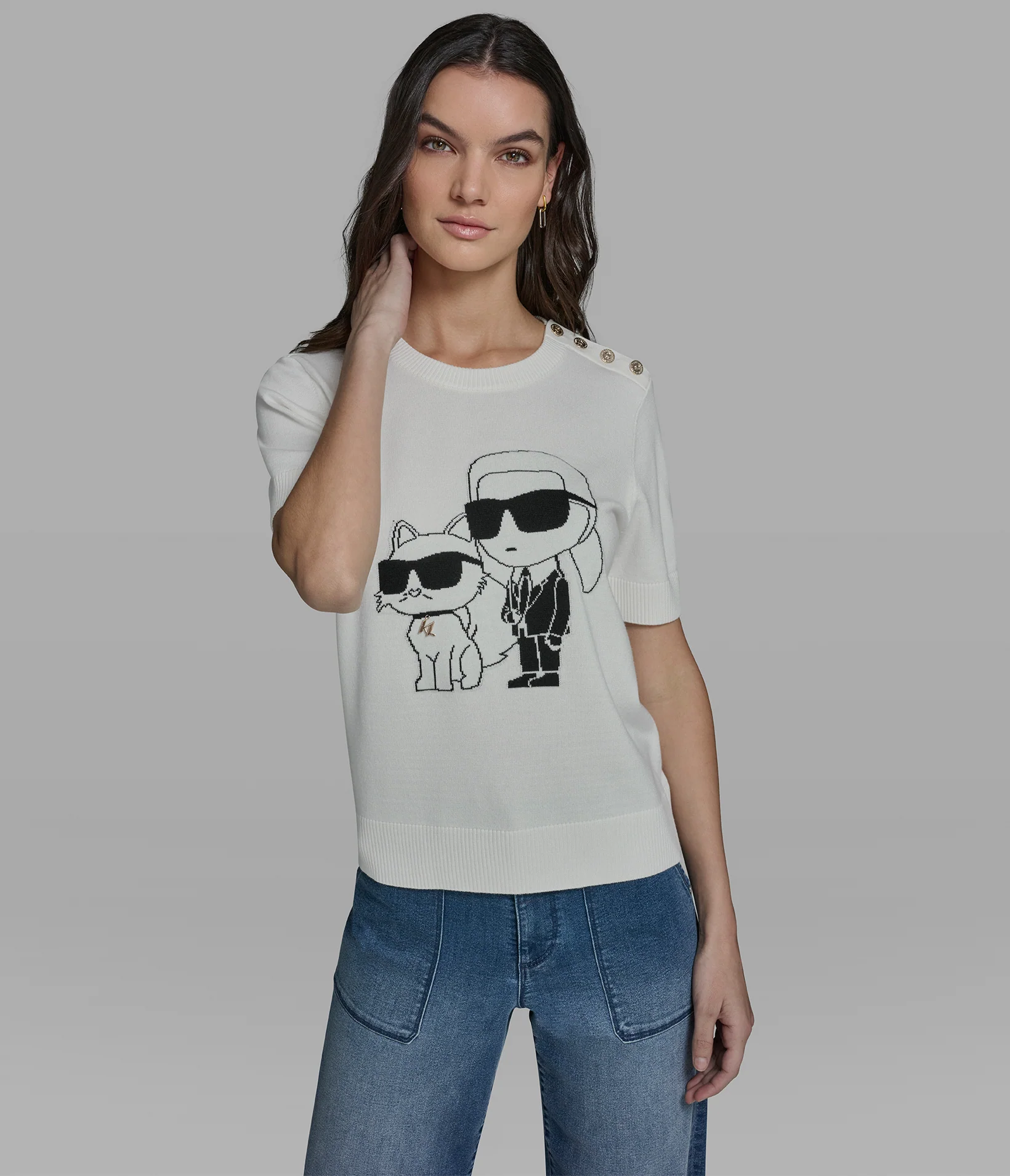 SHORT SLEEVE DUO SWEATER - Image 4
