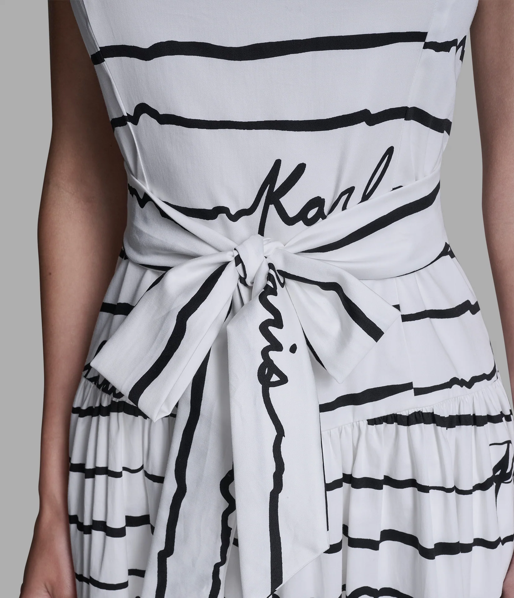 TIE-SHOULDER LOGO SCRIPT MIDI DRESS - Image 5