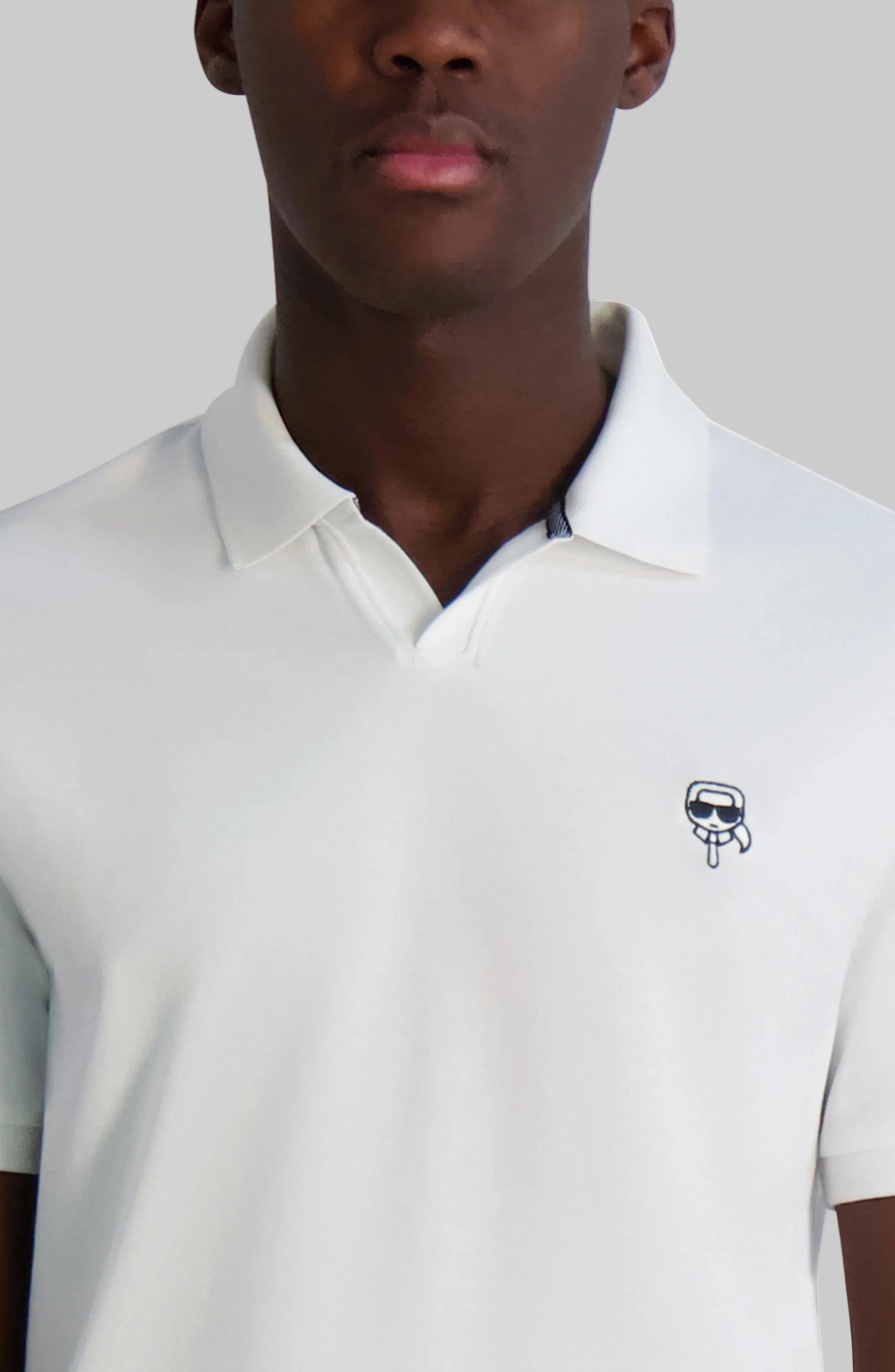 PIQUE JOHNNY POLO WITH KARL HEAD PATCH - Image 5