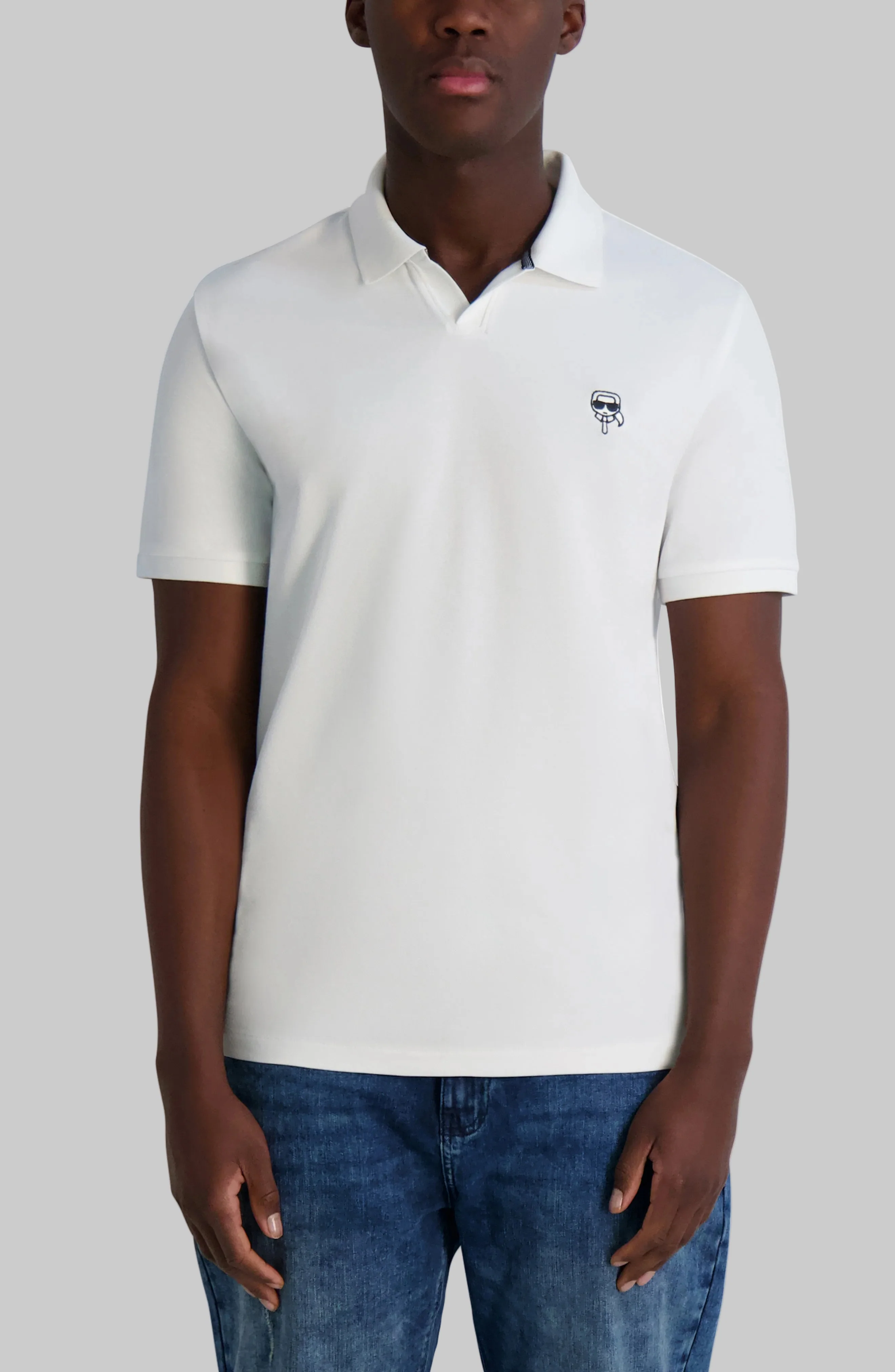 PIQUE JOHNNY POLO WITH KARL HEAD PATCH - Image 6