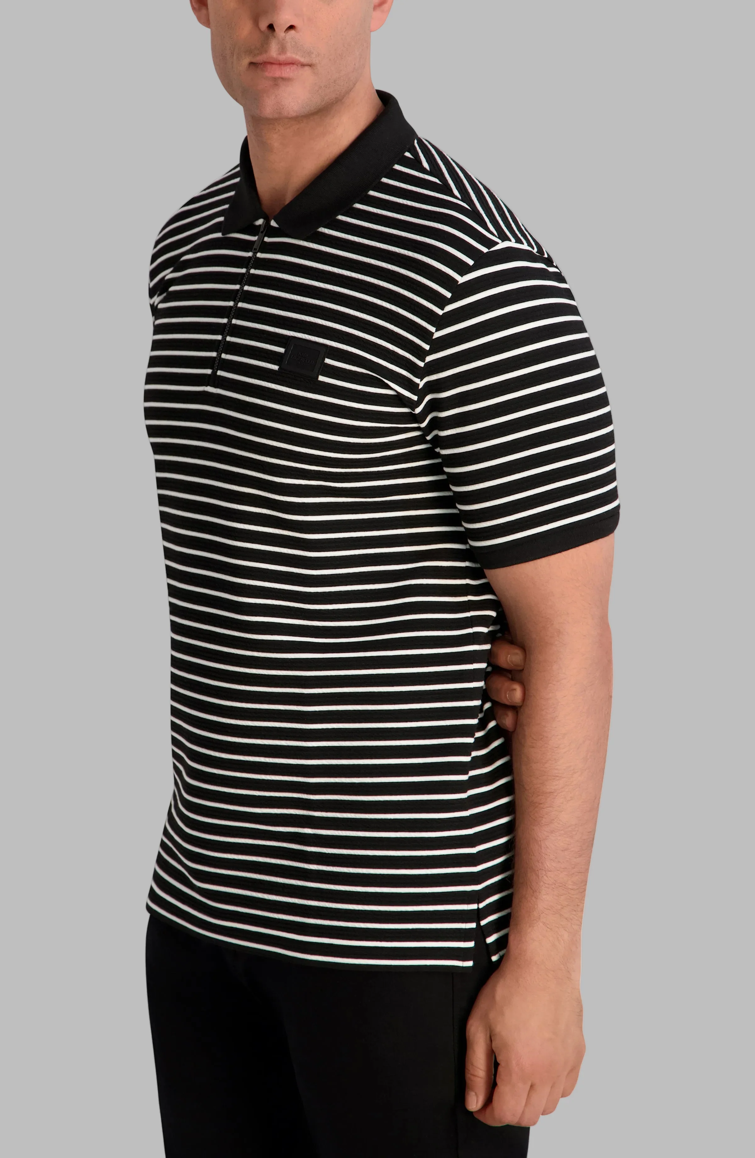 STRIPED QUARTER ZIP PERFORMANCE POLO - Image 3