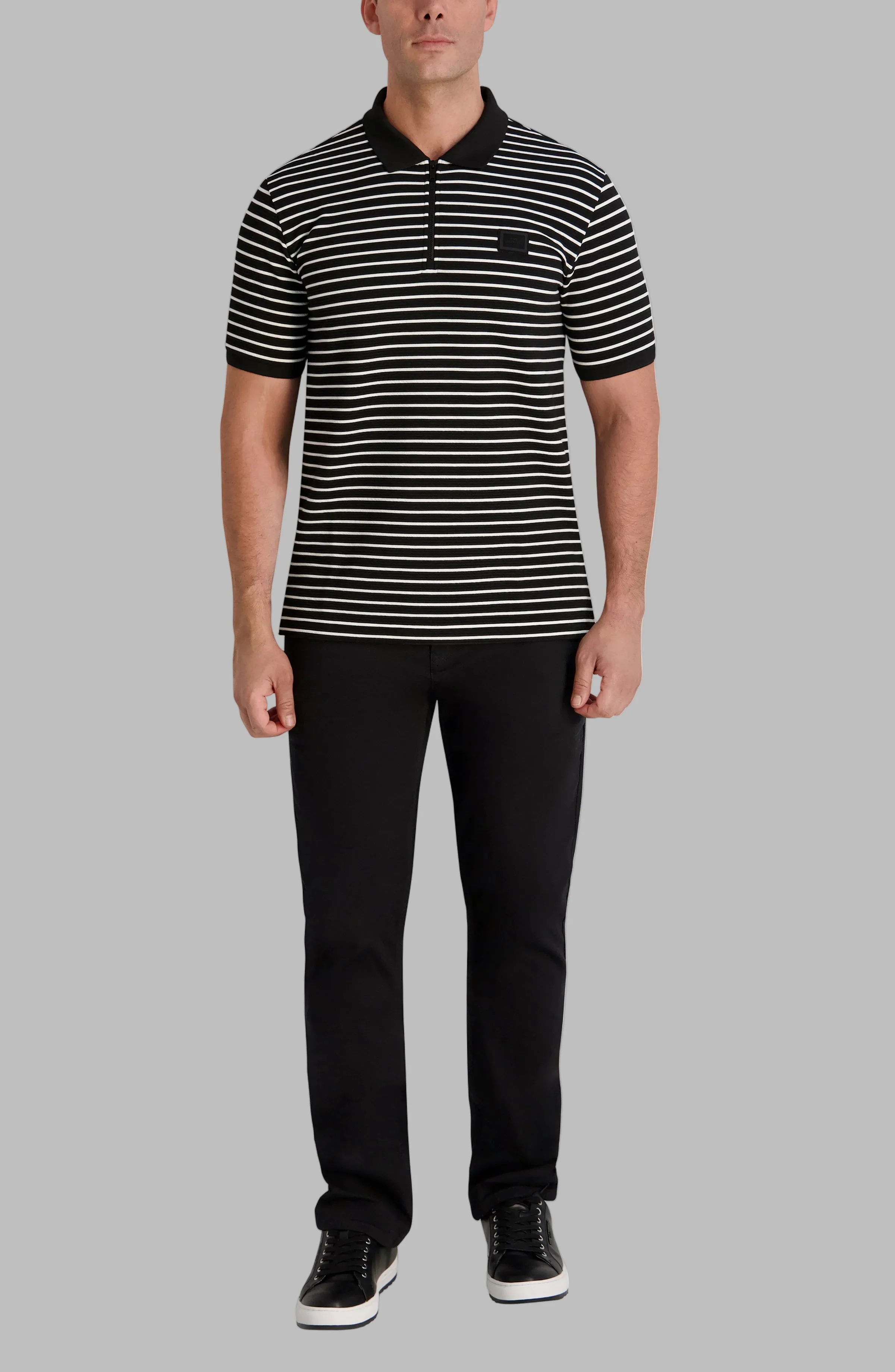 STRIPED QUARTER ZIP PERFORMANCE POLO - Image 4